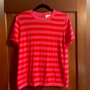 Jumper 1234 pink and red striped 100% Mongolian cashmere sweater size medium